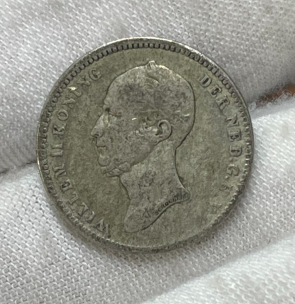 1849 Dot Netherlands 25 Cents Silver Coin