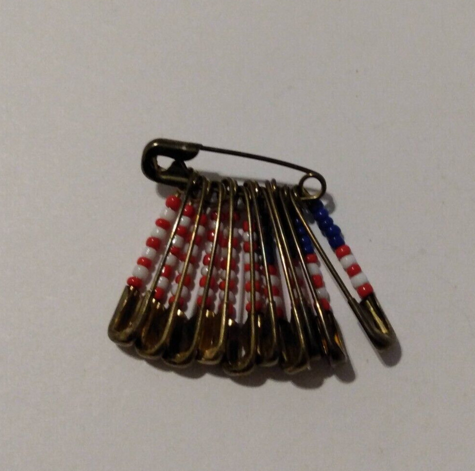 Patriotic Flag Beaded Lapel Safety Pin