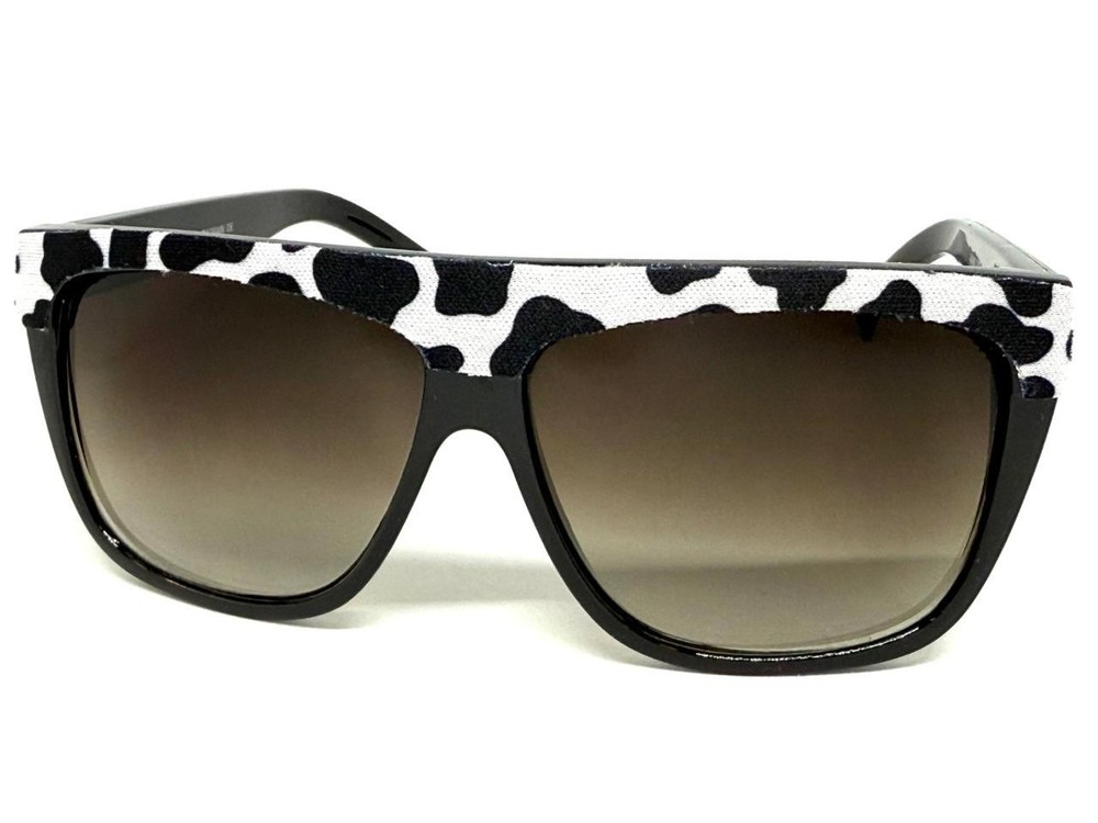 Oversized Classic Vintage Retro Style SUNGLASSES Large Black Frame Cow Pattern
