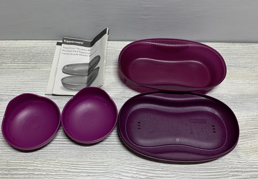 Tupperware Breakfast Maker Microwave Egg Omelet Cooker Inserts Manual Purple