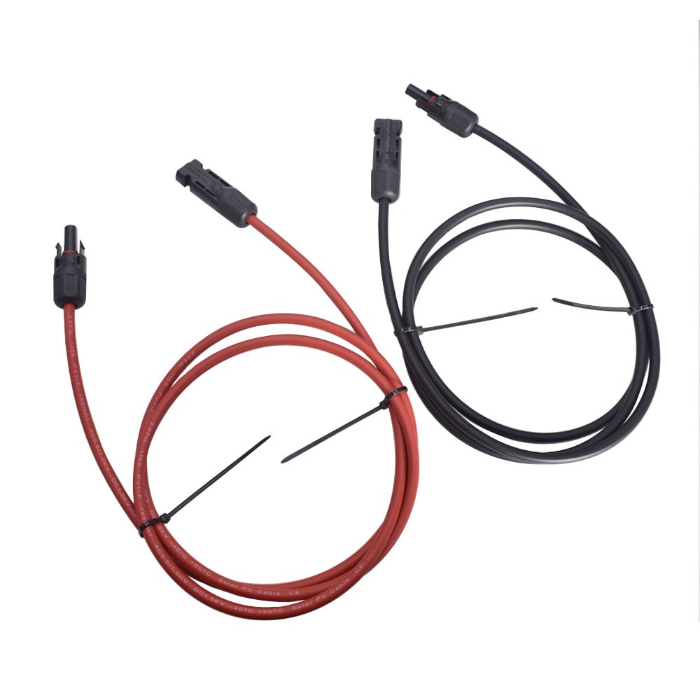 1 Pair 5ft (1.524m) Black + Red Solar Panel Extension Cable Wire Connector New