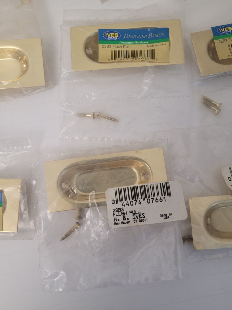 H. B. IVES Schlage 22B3 Flush Pull Solid Brass New for Sliding Door