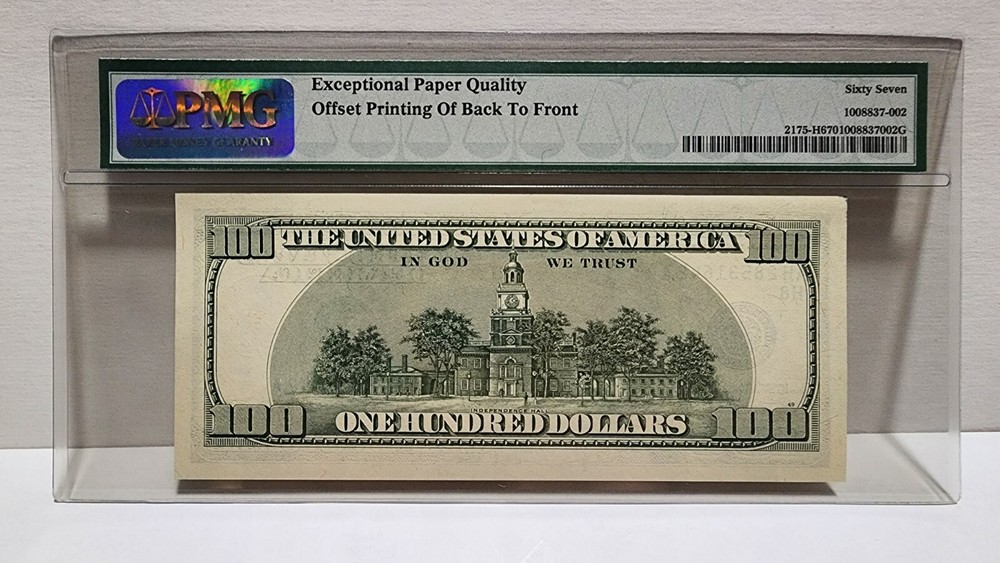 $100 1996 FRN OFFSET PRINTING ERROR PMG67EPQ