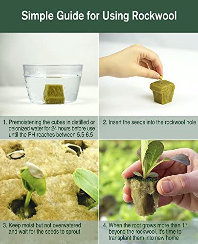 1" Rockwool Grow Cubes Starter Plugs for Plant Growing Rooting, 4 Sheets