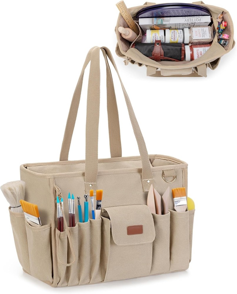 Durable Canvas Pottery Tool Bag with Multiple Pockets for Ultimate Organization