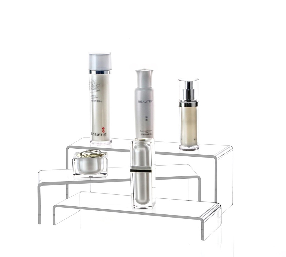 3 Pcs 12" Large Acrylic Risers 5mm thickness Rectangular Display Shelf for Cu...