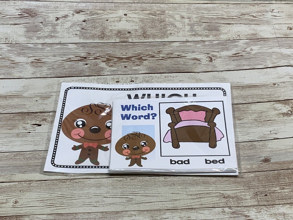 Gingerbread Boy - Themed Learning Centers - Which Word - Laminated