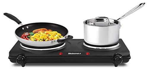 Elite Gourmet EDB-302BF Countertop Double Cast Iron Double, Black