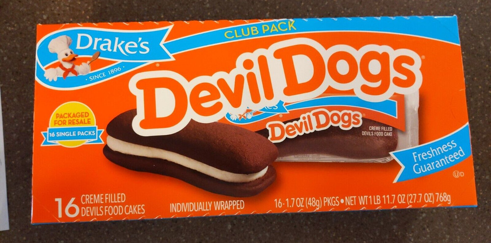 DRAKE'S DEVIL DOGS 16 PACK Individually Wrapped Creme Filled