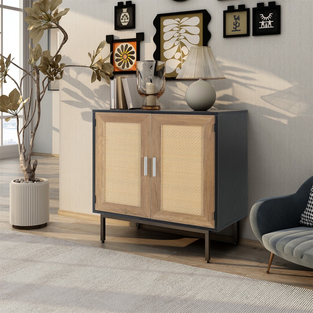 Rattan Cabinets Sideboard Buffet Storage Cabinet Accent Cupboard for Kitchen