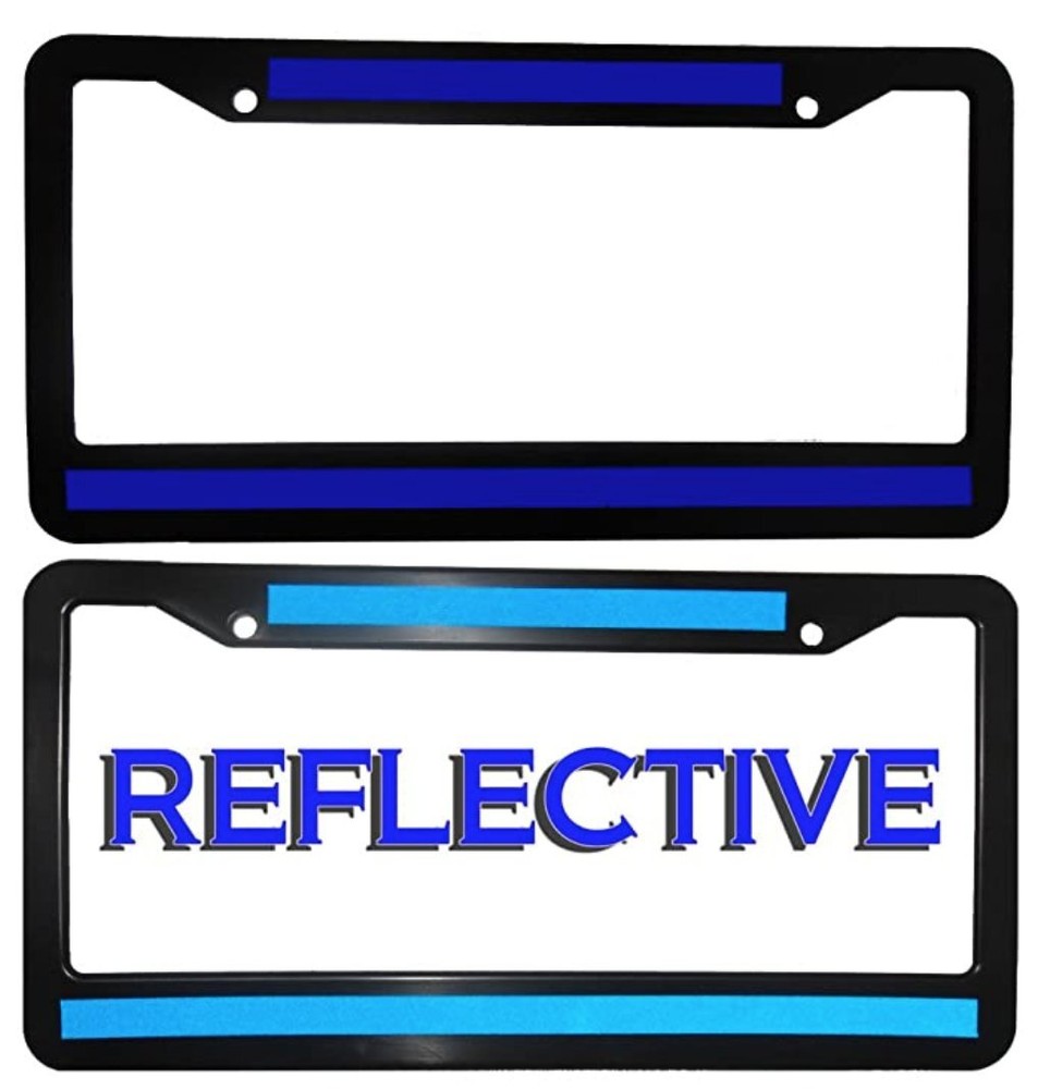 Thin Blue Line Plate Tag and Frame Kit - Thin Blue Line License Plate Reflective