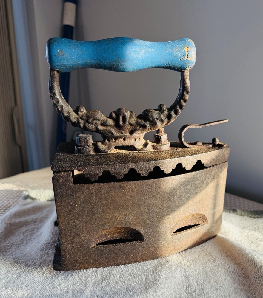Antique German Coal  Cast Iron with Wooden Handle