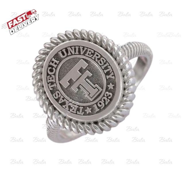 Texas Tech University 1923 Class Ring – Silver Plated College Logo Ring – Gradua