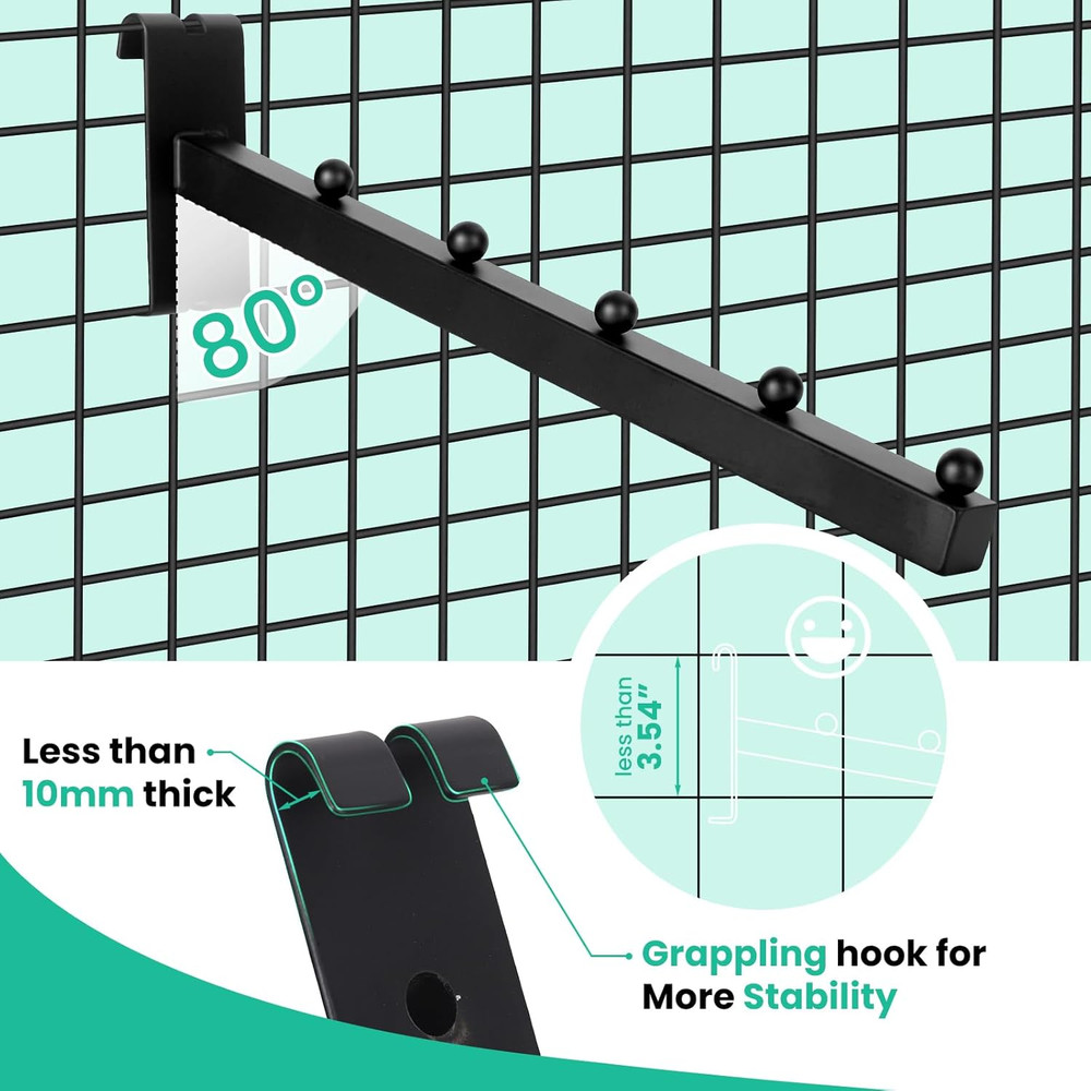 6 Pack Gridwall Waterfall Hooks 5 Ball 12" Gridwall Clothes Hanger Gridwall Wire