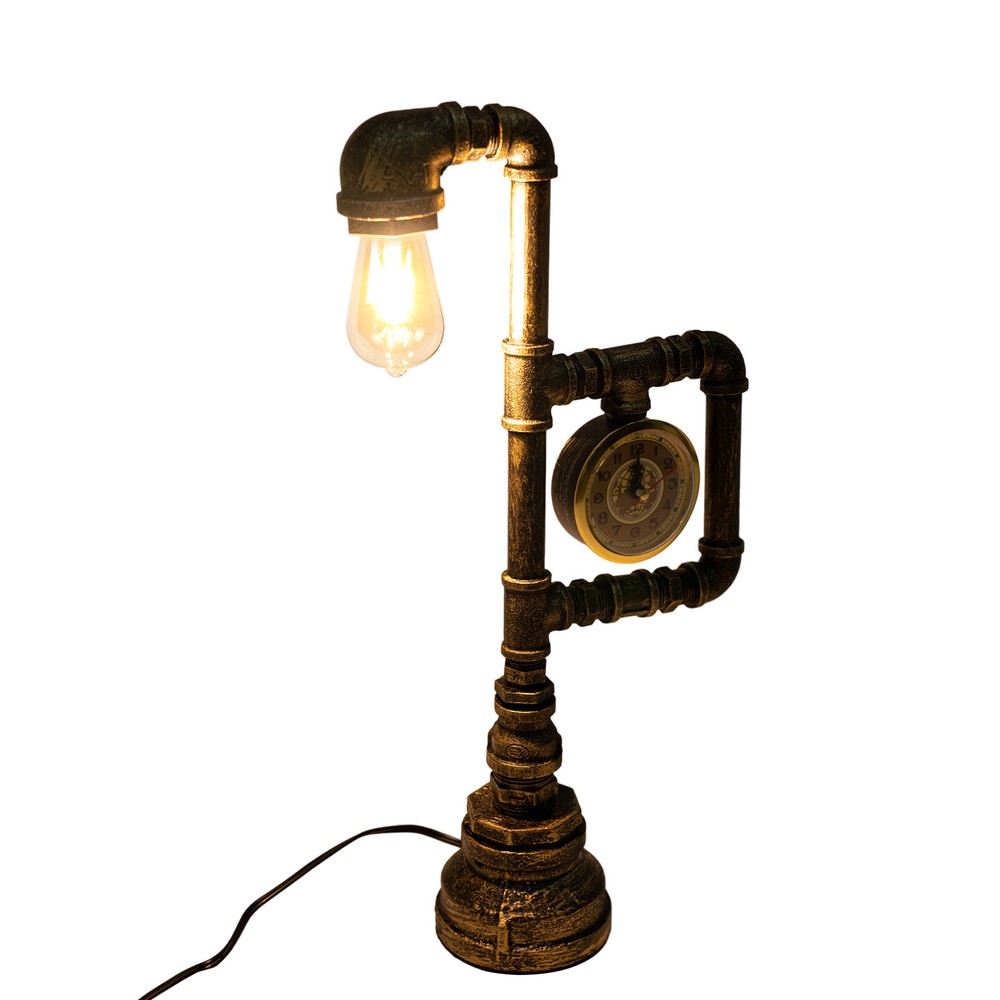 Vintage Steampunk Industrial Water Pipe Bedside Light Reading Table Lamp Light