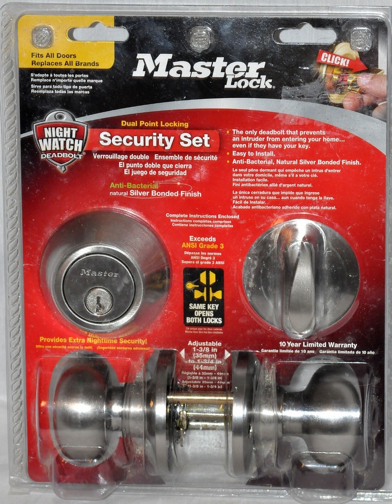 Master Lock Security Set Deadbolt 2 Pack Keyed Alike nickel silver New