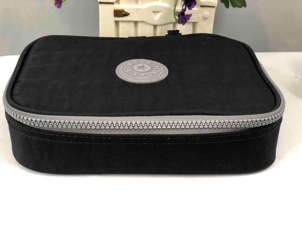KIPLING Black Nylon 100 Pens Case with Zip Around Closure #AC3657-071