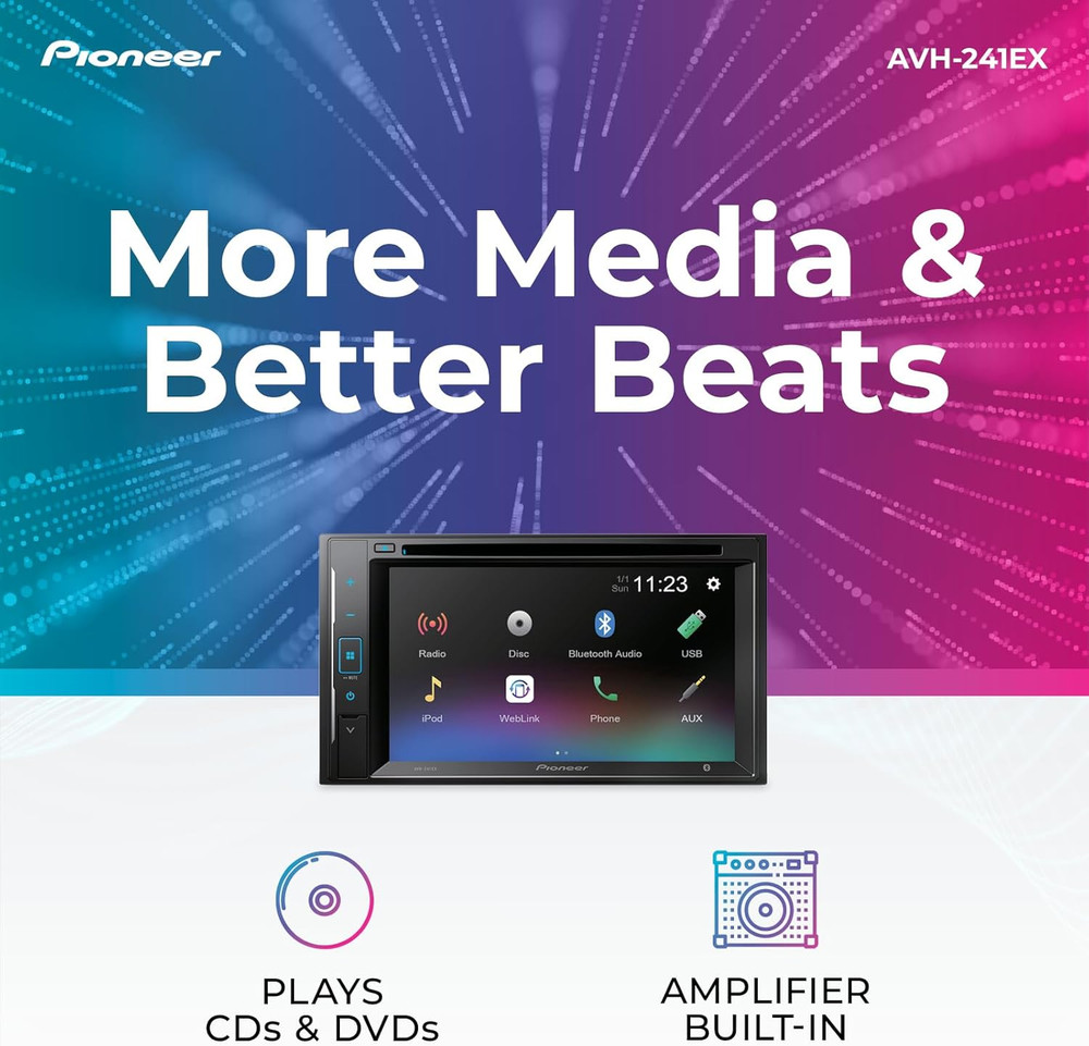 AVH-241EX 6.2" Resistive Touchscreen, Double Din – Bluetooth, Backup Camera Comp