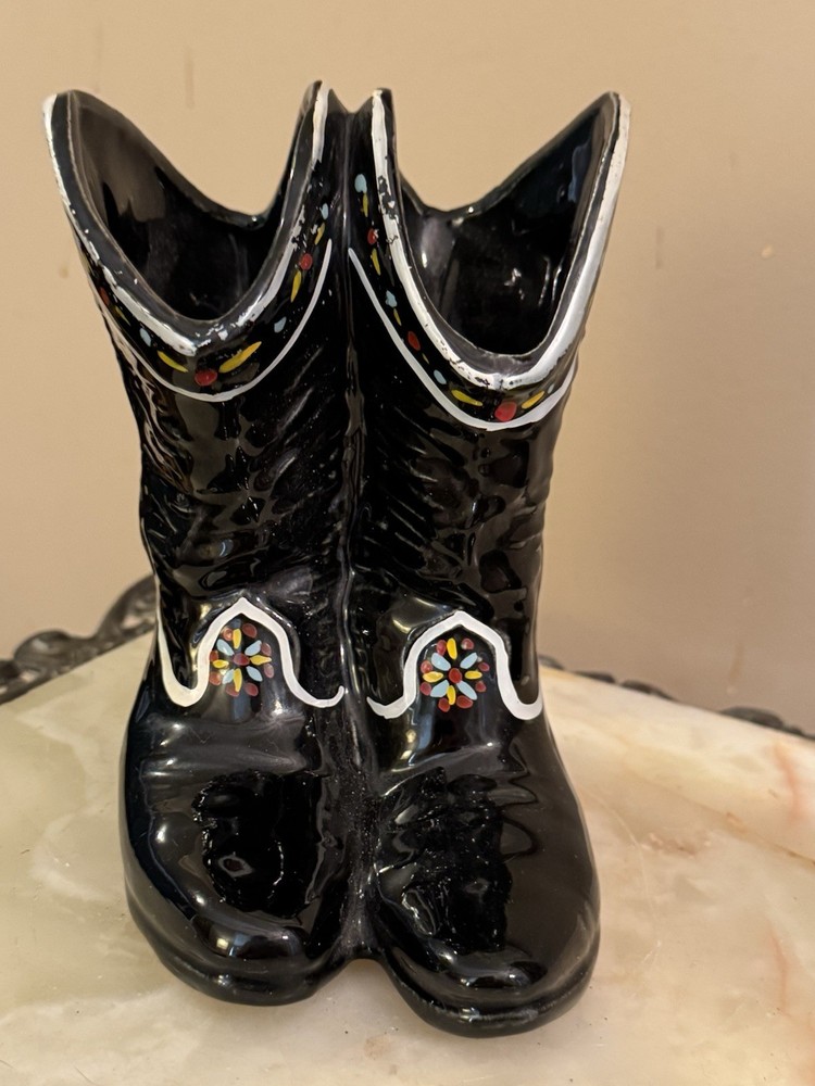 Vintage mccoy Black Boots Ceramic