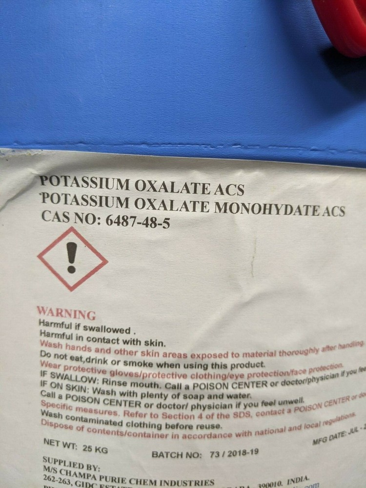 Potassium Oxalate - 1 Pound - Monohydrate ACS