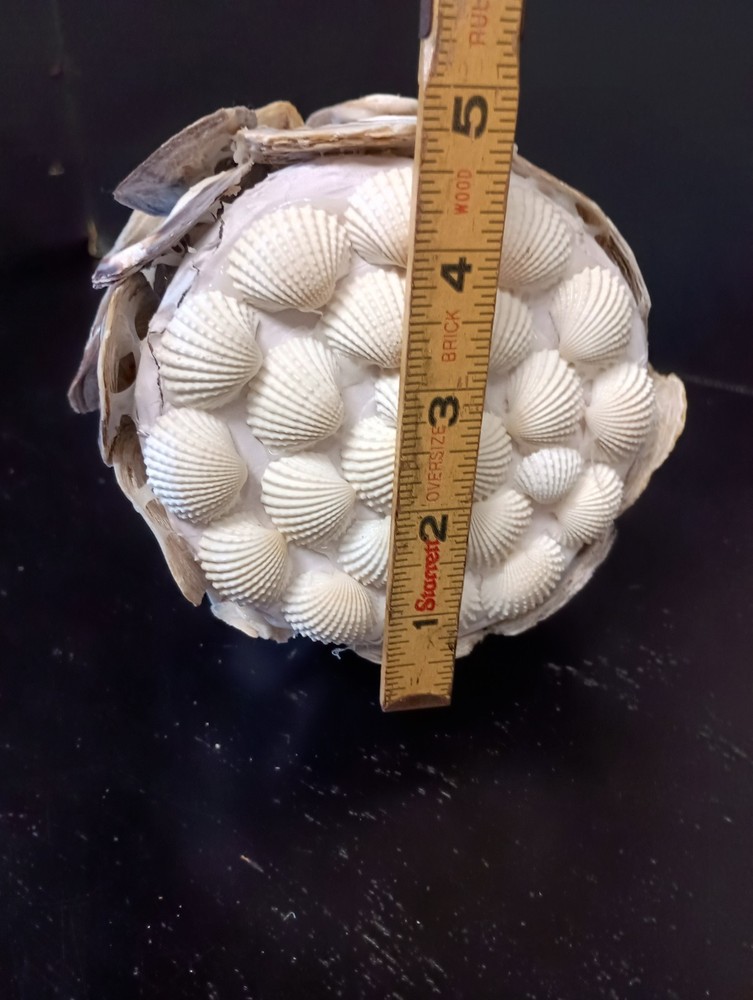 Handmade Tabletop 14" White Oyster Shell Christmas Tree Cone Shaped Coastal