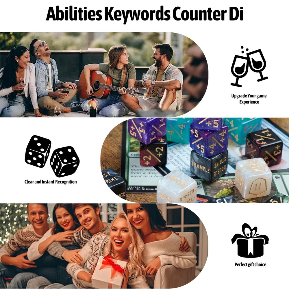 60 PCS MTG Dice Counters Keyword Counters Life Counter 1/+1 counters Commande...