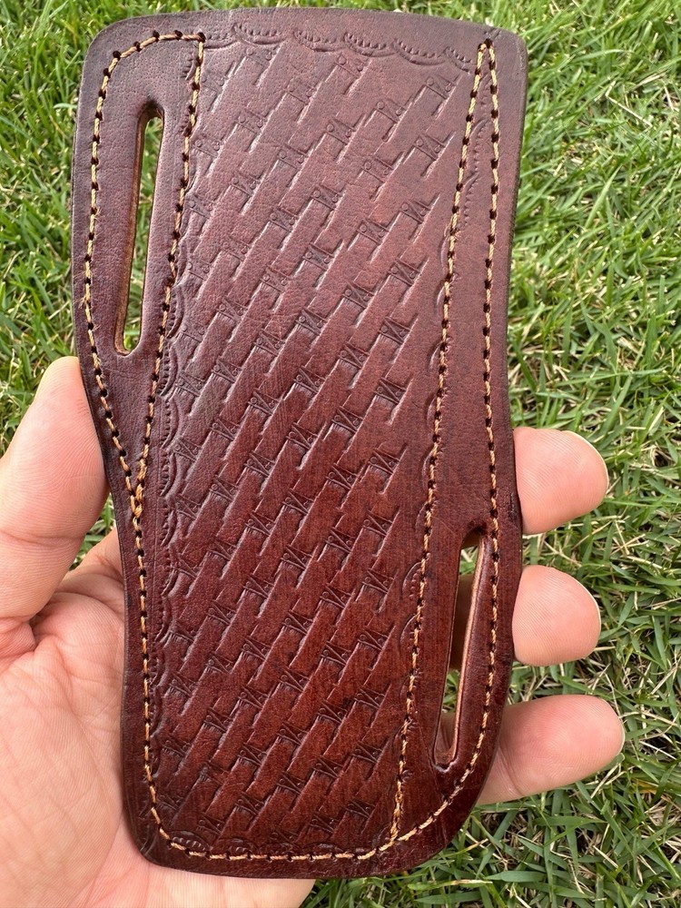 CUSTOM HANDMADE COW LEATHER SHEATH FOR FIXED BLADE KNIFE