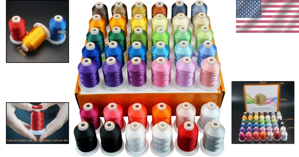 Ultimate 1000M Polyester Thread Kit - 42 Spools for All Your Embroidery Needs