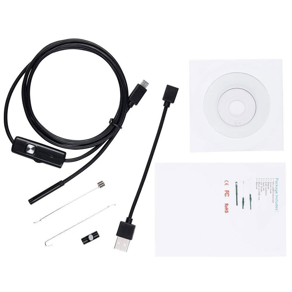 2M USB Snake Endoscope Borescope HD Inspection Camera Scope for Android 7mm