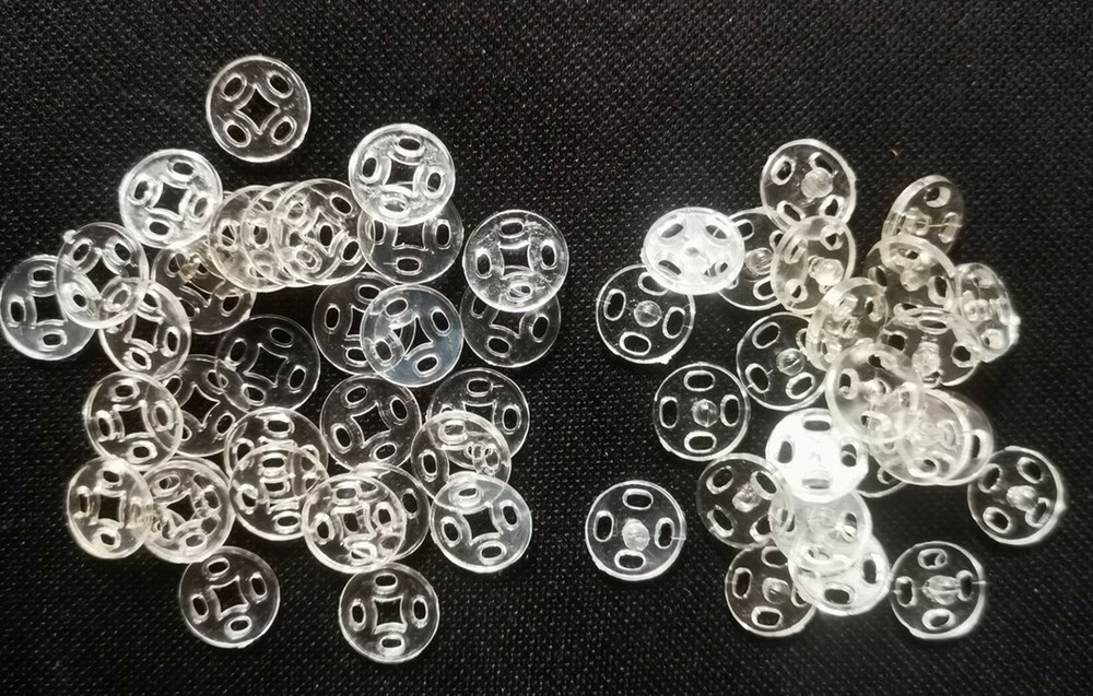 200 Sets Clear Plastic Popper Button Snap Fastener Buttons 10mm #92376