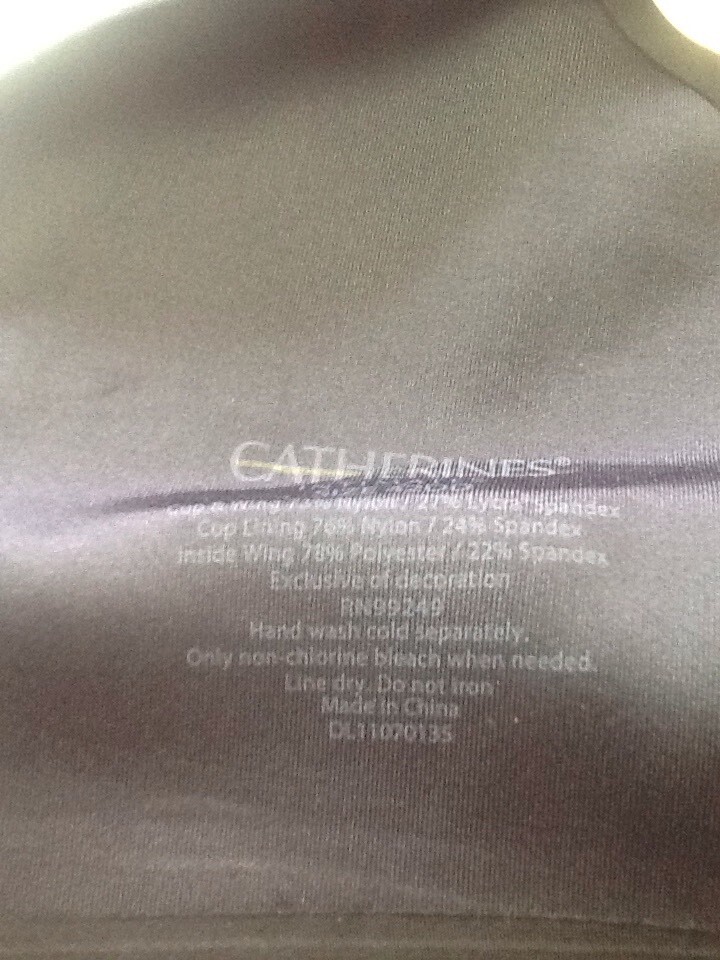 NWT Catherines No Wire Full Coverage Back Smoothing Bra Nylon Cup BLACK New