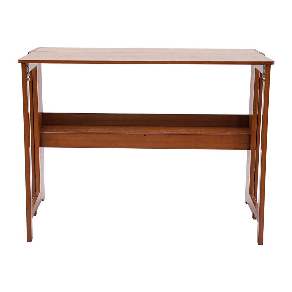 Foldable Bamboo Desk ?C Space-Saving Home Office Writing Workstation