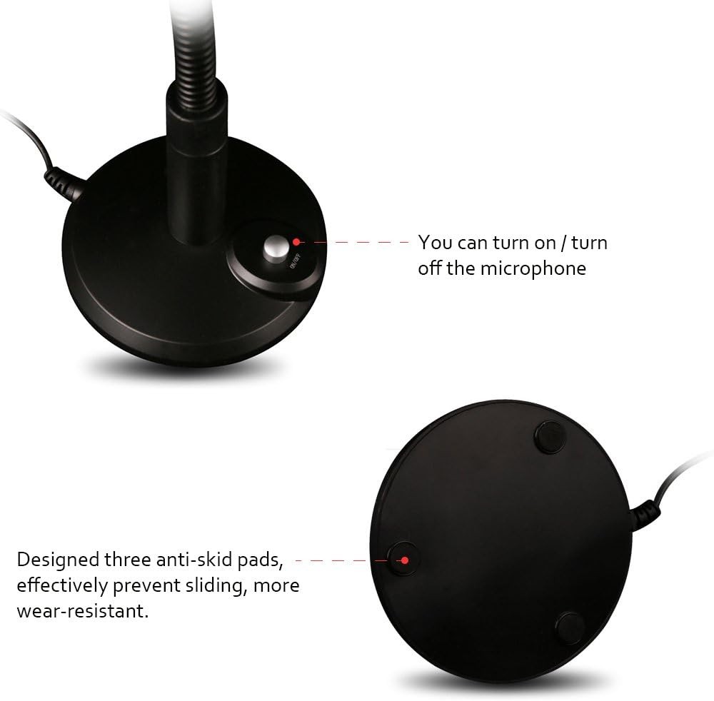 USB Microphone for Computer, Plug & Play Desktop Mic for Recording, Gaming