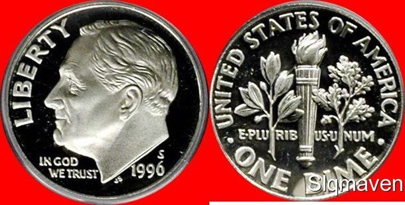 1996 S Clad Roosevelt Dime Deep Cameo Gem Proof