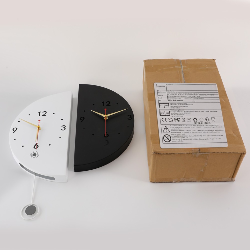 Wall Clock Decoration Double-sided Corner Wall Clock White+black Wall Clock