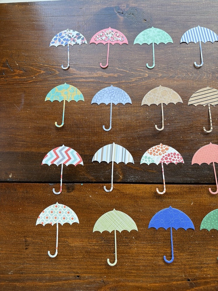Umbrella Die Cut Outs Card Embellishments Mixed Patterns