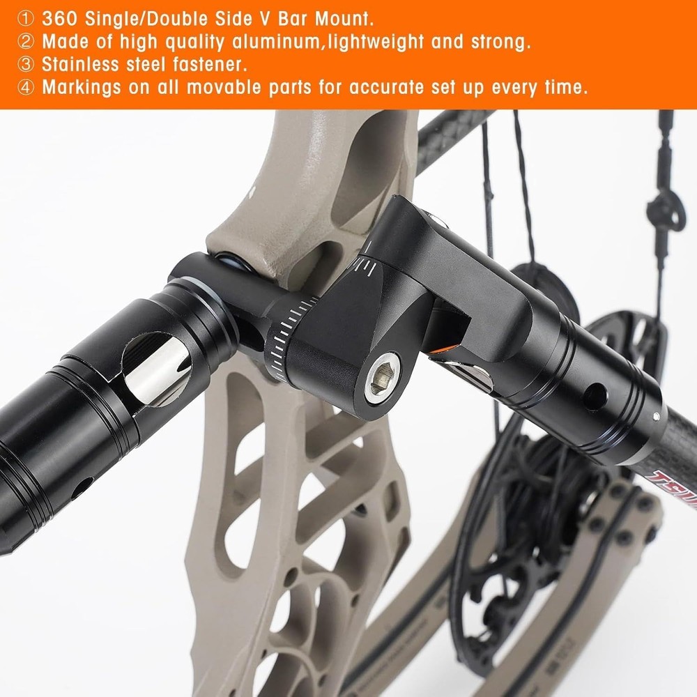 Adjustable V-Bar Mount Quick Disconnect Stabilizer for Archery Bows