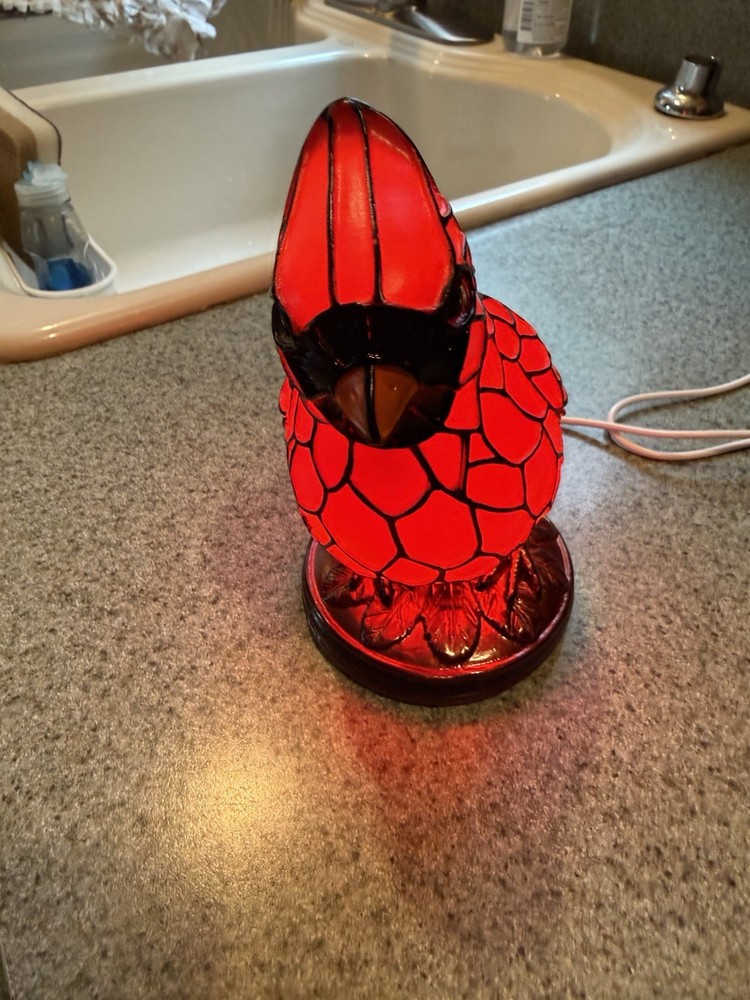 Red Cardinal Plastic LED Night Light W/Colorful Glow USB Powered Push Button