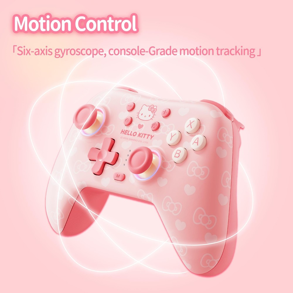 Pink Switch Controller,Hello Kitty Hall Effect Controllers Wireless for Switc...
