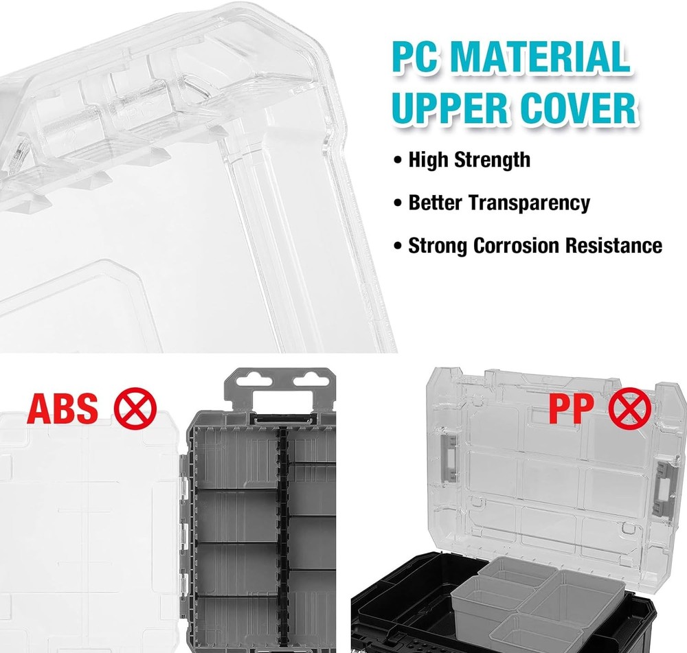 3 Pack Small Parts Organizer 14 Compartment Removable Divider Hardware Tool Box