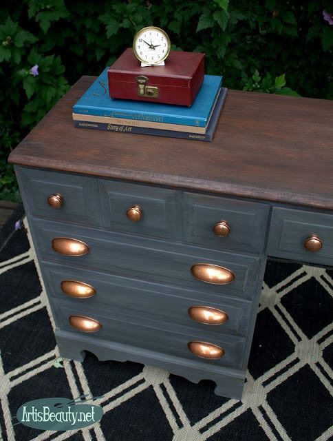 2-1/2" or 3" Dual Mount Cup Pull Antique Copper