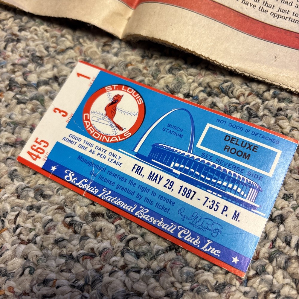 1987 St. Louis Cardinals NLCS Program, Ticket & Newspaper