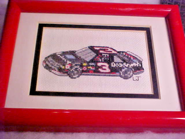 Dale Earnhardt Sr Needlepoint Framed Nascar #3 HAND MADE