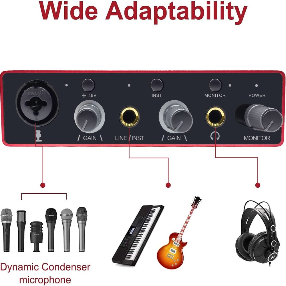 Audio Interface USB with Mic Preamplifier Mixer...
