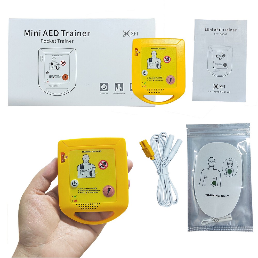 Mini AED Trainer XFT-D0009 First Aid Train Device Training Machine Pads Spanish