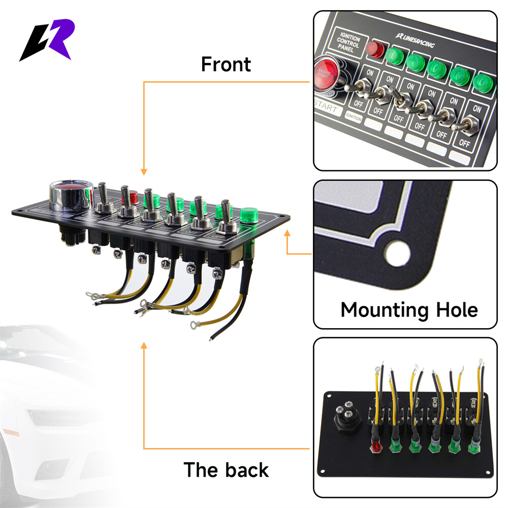 Racing Car Ignition 6 Ways Switch Panel with Led Light Engine Toggle Starter