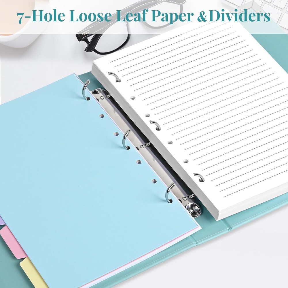 A5 Refill Paper, 7-Hole Planner Inserts for Binder Budget White