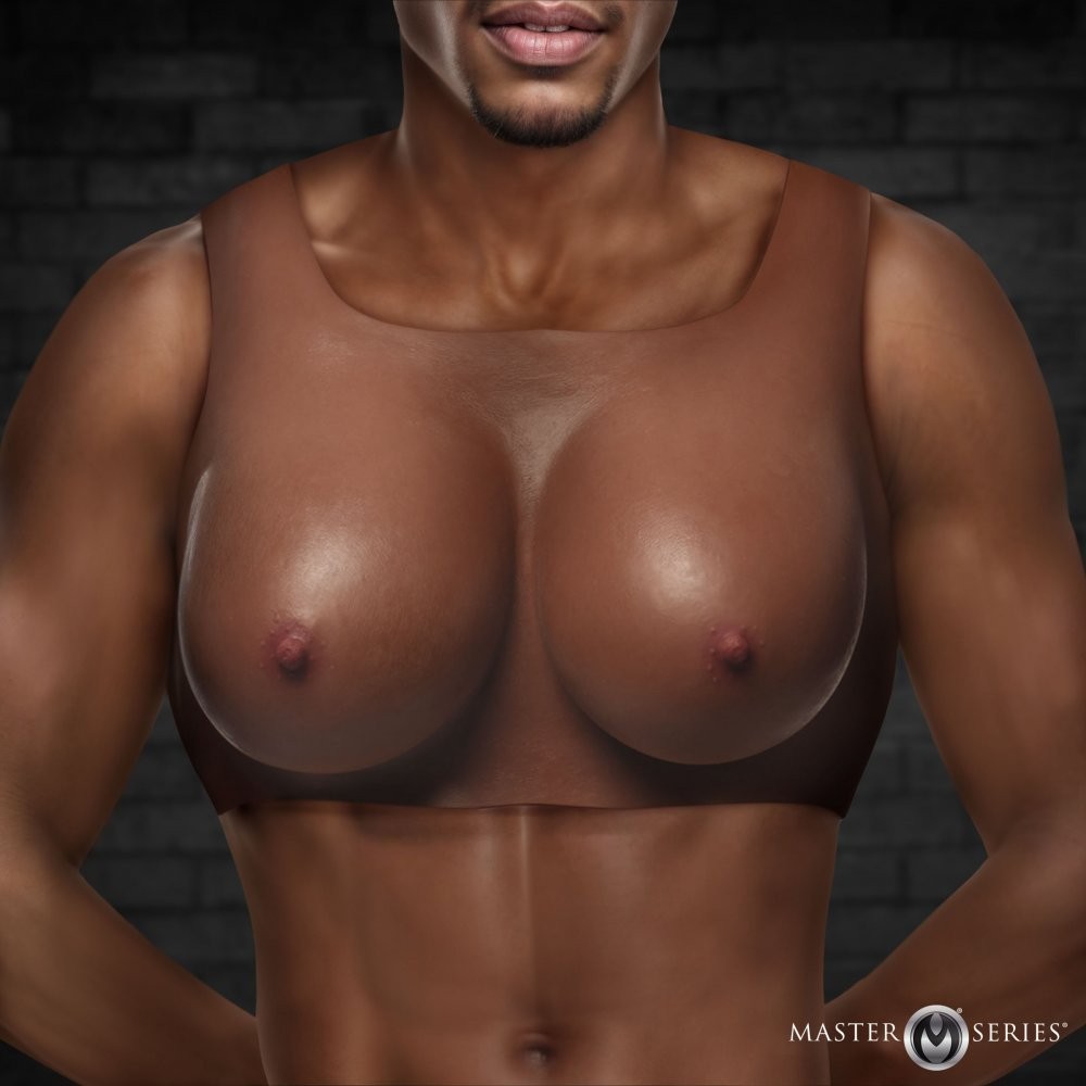 Master Series Perky Pair D-Cup Silicone Breasts - Dark