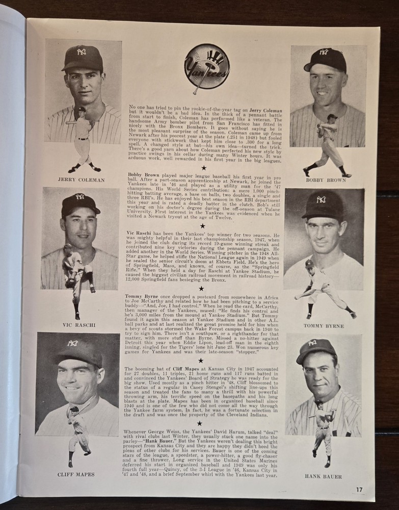1949 World Series Program New York Yankees vs Brooklyn Dodgers game 2