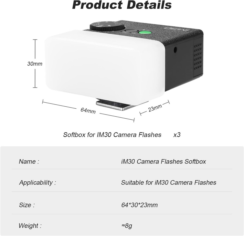 Compact Photography Light Modifiers - Godox im30 Flash Diffuser Set (3 Colors)